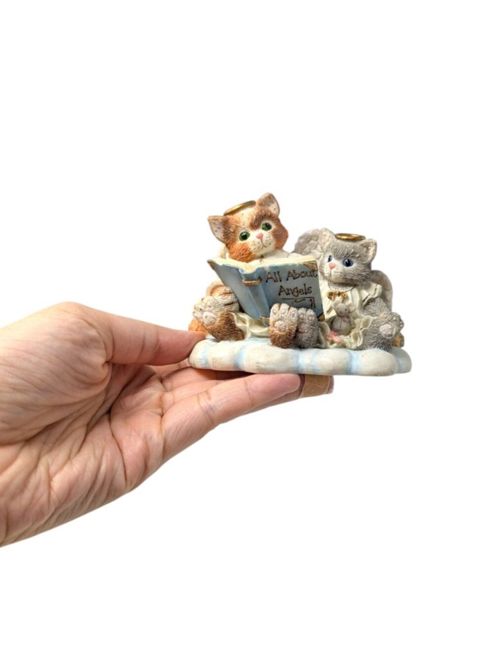 Vintage 1995 Enesco Calico Kittens All About Angels Cats in Heaven Figurine - Picture 3 of 7